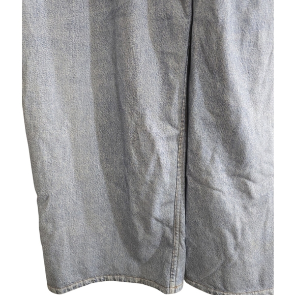 Ecru Denim-Print Wide-Leg Sweatpants 10 Pockets Zip & Button Closure Light Blue - Picture 6 of 9